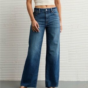 American Eagle Outfitters Wide Leg Jeans - Indigo Blue